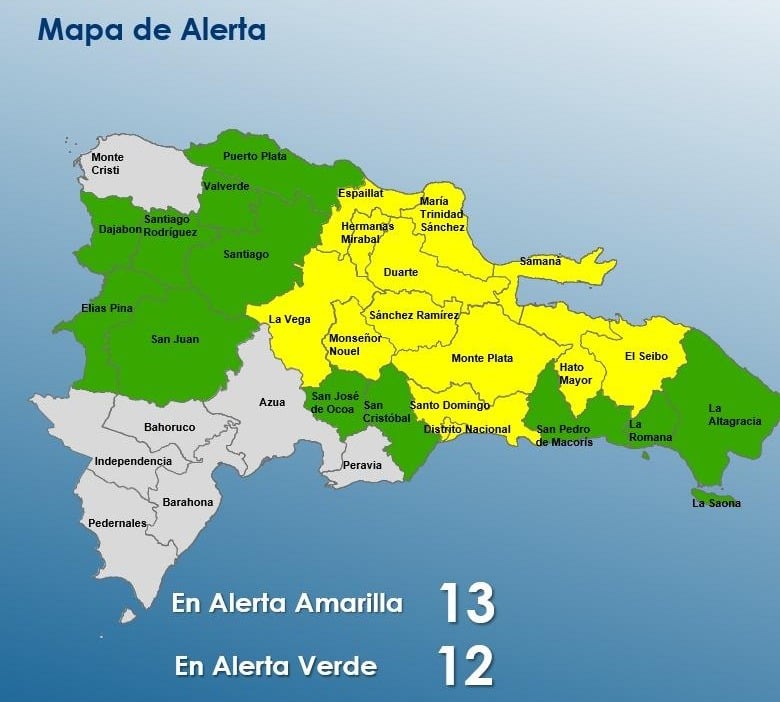 Aguaceros seguirán hasta el jueves; hay 13 provincias en alerta amarilla por vaguada