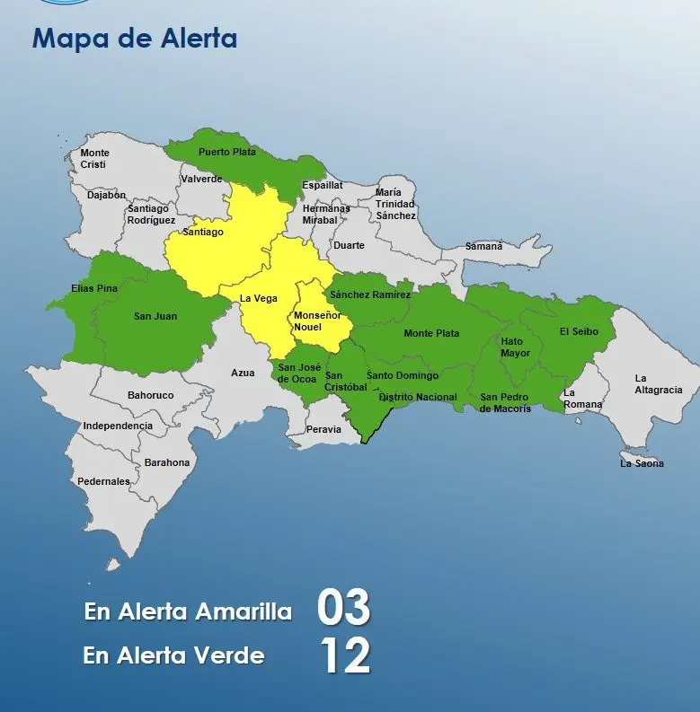 COE eleva a 15 provincias en alerta por vaguada